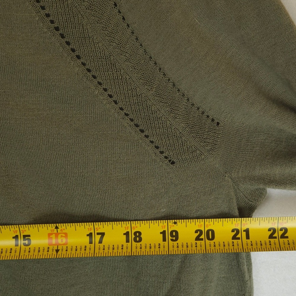 Talbots‎ Olive Green Cotton V Neck 3/4 Sleeve Sweater Women's XL - Picture 5 of 7